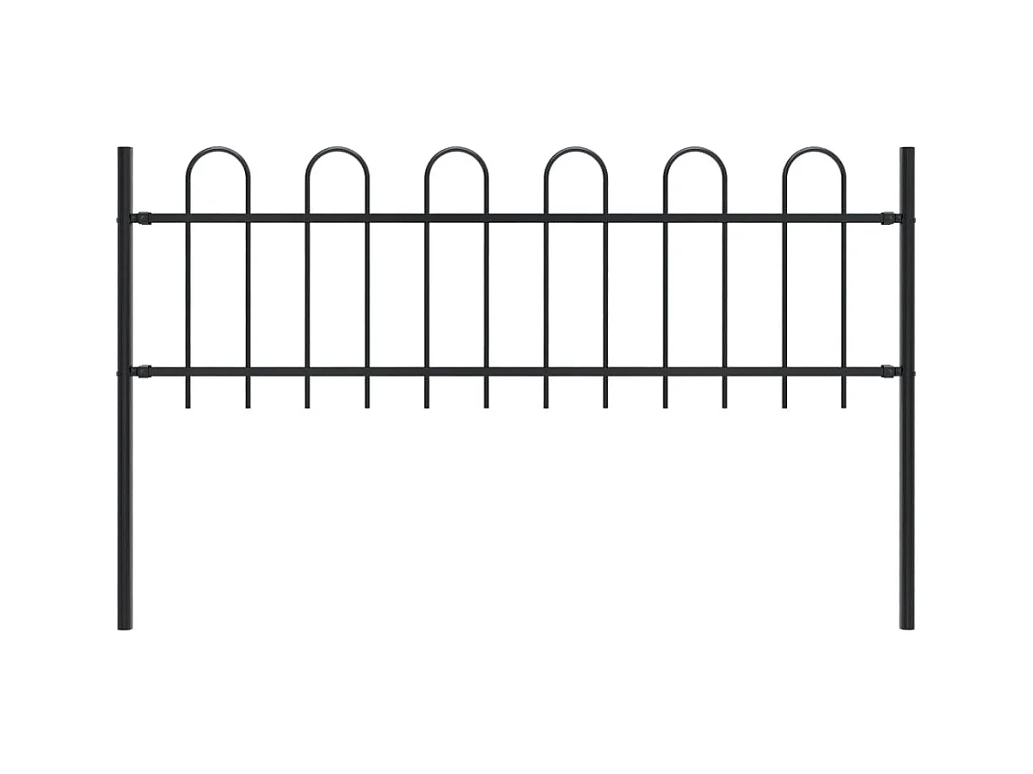Clôture de jardin avec dessus en cerceau Acier 1,7 m Noir FR205521