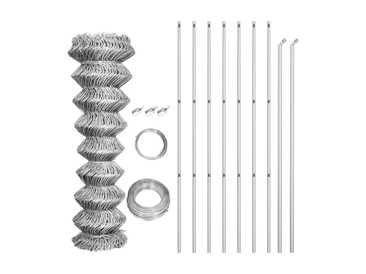 Clôture à mailles avec poteaux Acier galvanisé 15x1,5 m Argenté FR126661