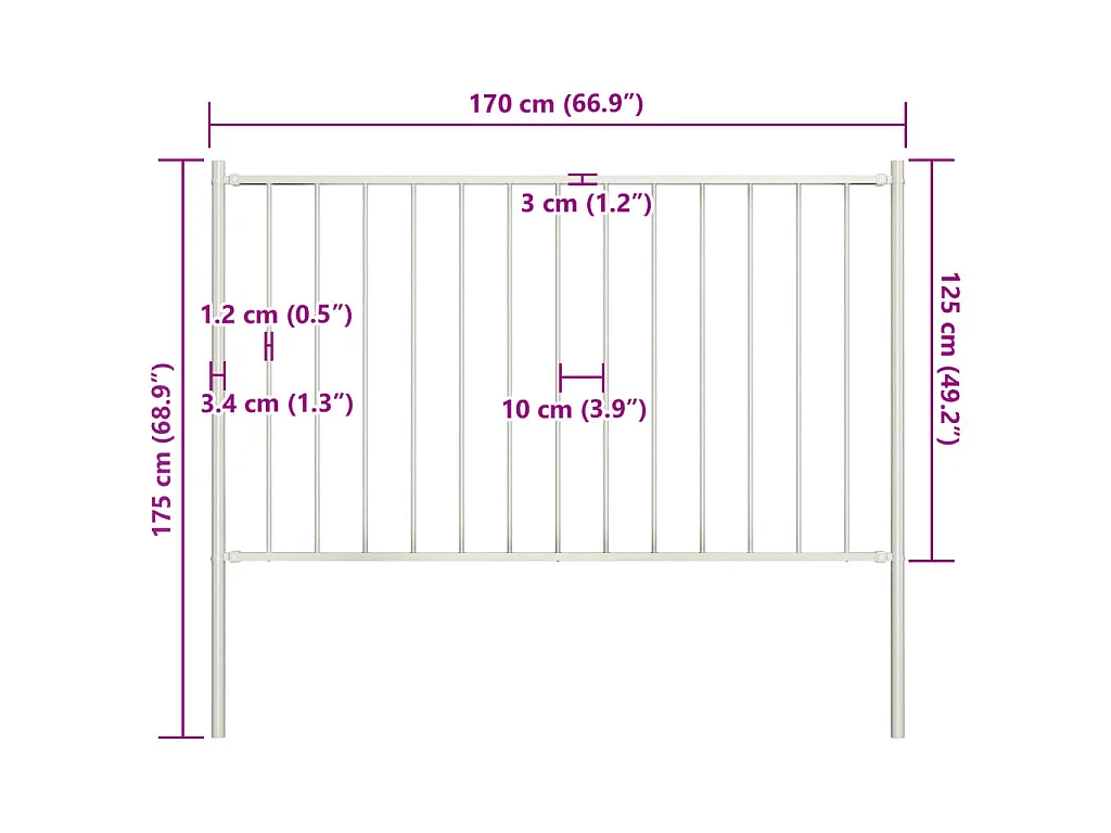 Hekpaneel met palen 1,7x1,25 m gepoedercoat staal wit BE470277