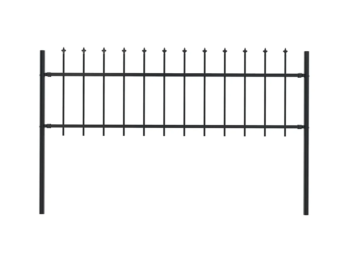Clôture de jardin avec dessus en lance Acier 1,7 x 0,6 m Noir FR418689