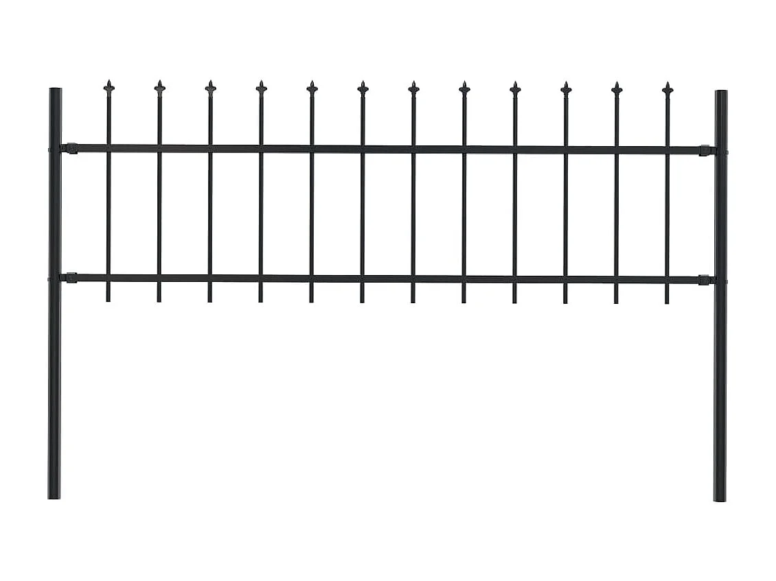 Clôture de jardin avec dessus en lance Acier 1,7 x 0,6 m Noir FR418689