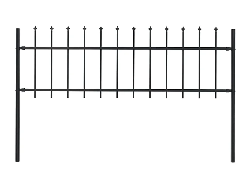 Clôture de jardin avec dessus en lance Acier 1,7 x 0,6 m Noir FR418689