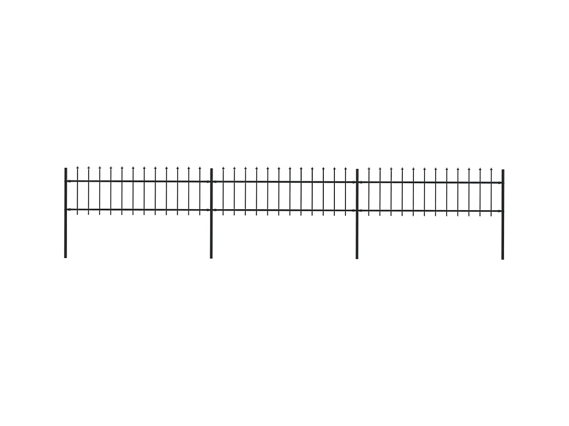 Clôture de jardin avec dessus en lance Acier 5,1 x 0,6 m Noir FR582407