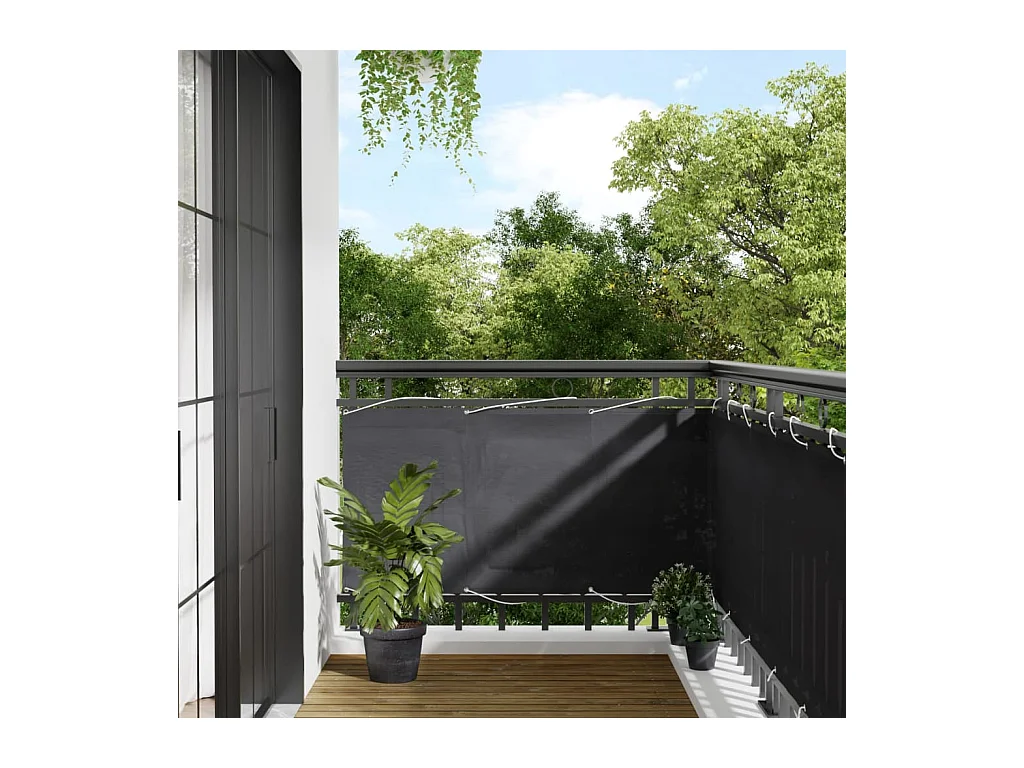 Pantalla de balcón 100% poliéster Oxford antracita 75x800 cm ES281596
