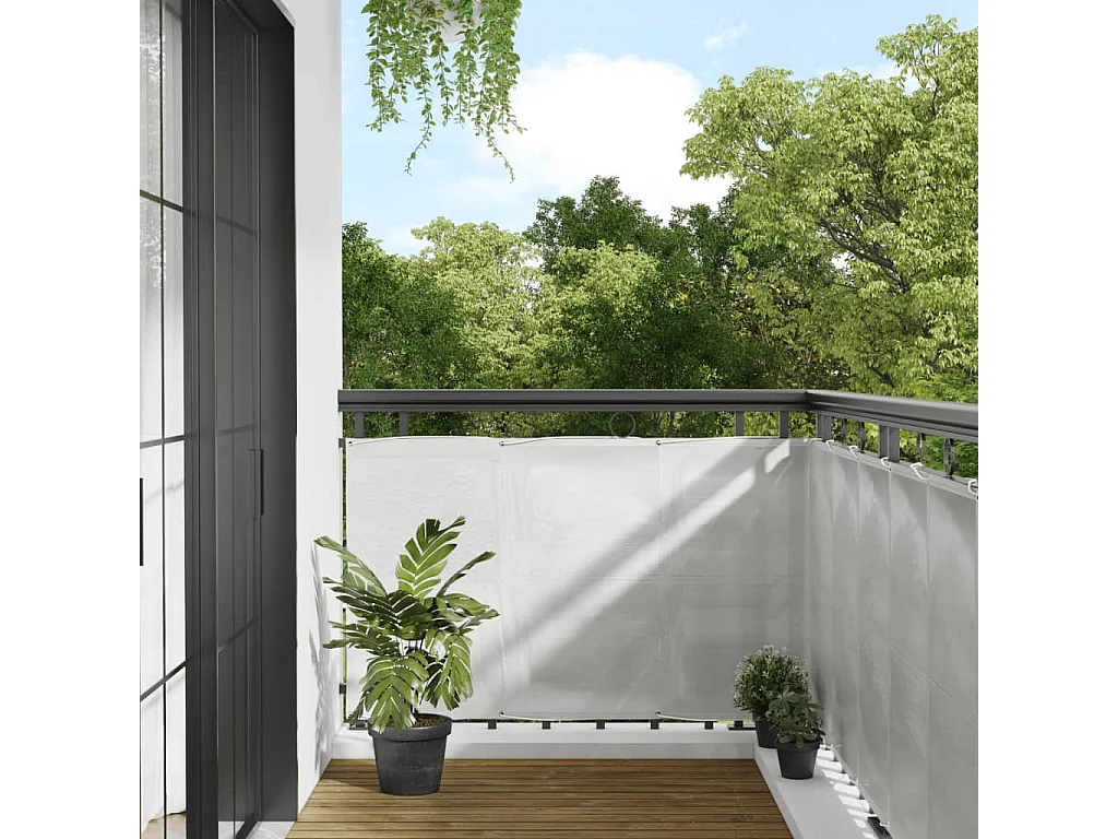 Brise vue - Écran de balcon gris clair 90x400 cm 100% polyester oxford FR406495