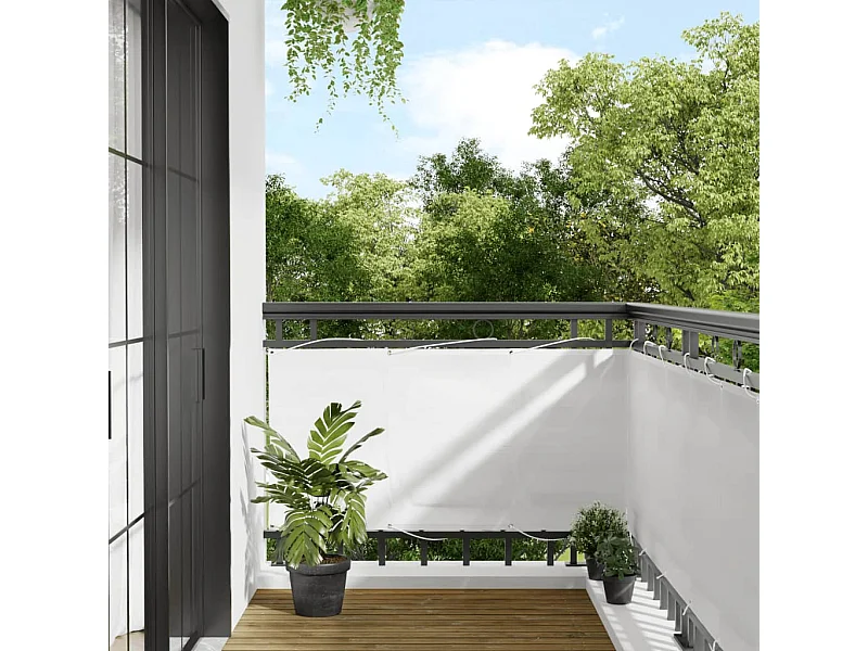 Pantalla de balcón 100% poliéster Oxford blanco 75x1000 cm ES108528