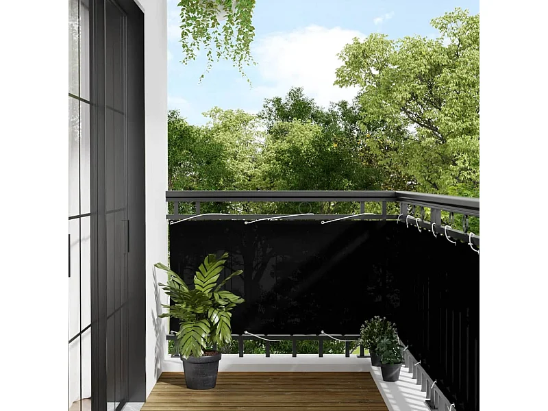 Brise vue - Écran de balcon noir 75x700 cm 100% polyester oxford FR480917