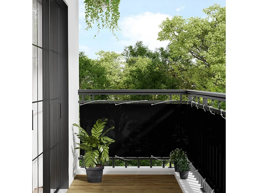 Brise vue - Écran de balcon noir 75x700 cm 100% polyester oxford FR480917