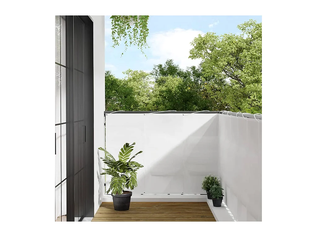Brise vue - Écran de balcon blanc 120x800 cm 100% polyester oxford FR488228