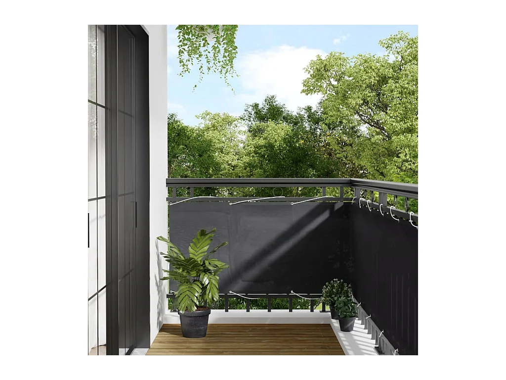 Pantalla de balcón 100% poliéster Oxford antracita 75x1000 cm ES571625