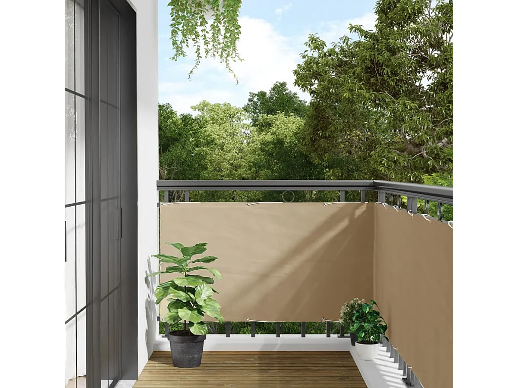 Brise vue - Écran de balcon en tissu Oxford 75x600 cm Beige FR625807
