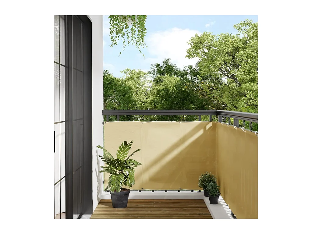 Brise vue - Écran de balcon sable 90x300 cm 100% polyester oxford FR943655