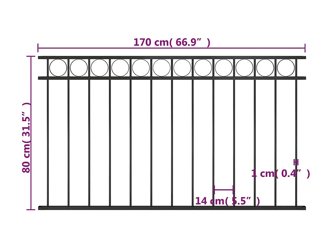 Panneau de clôture Acier 1,7x0,8 m Noir FR794632