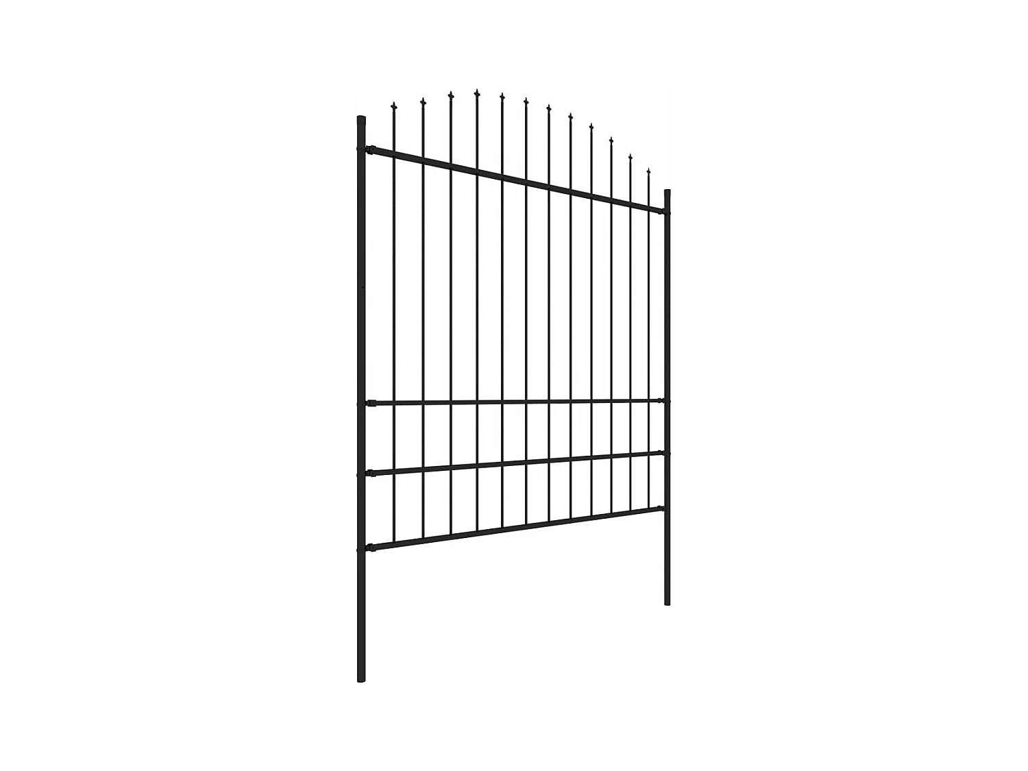 Tuinhek met speren bovenkant (1,75-2)x1,7 m staal zwart BE510261