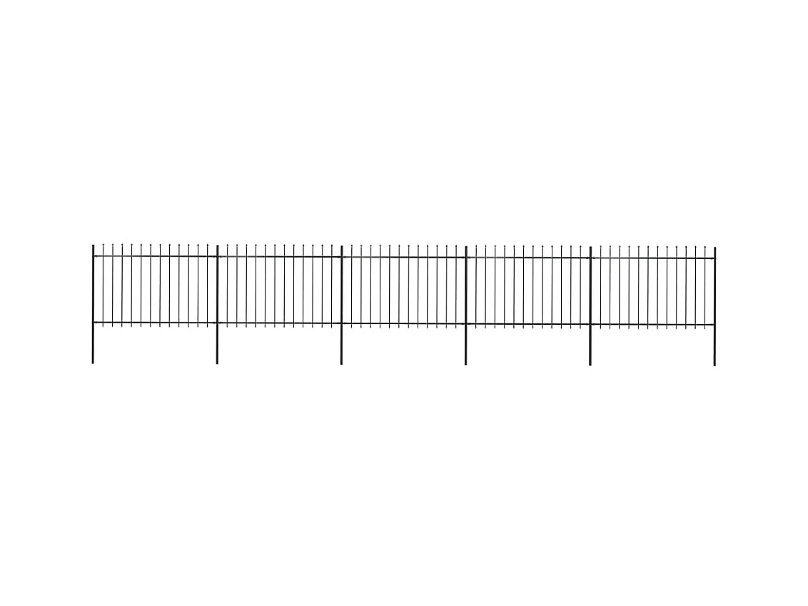 Clôture de jardin avec dessus en lance Acier 8,5 x 1,2 m Noir FR308672