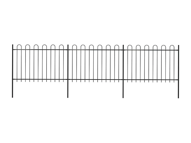 Clôture de jardin avec dessus en cerceau Acier 5,1 x 1,2 m Noir FR675102