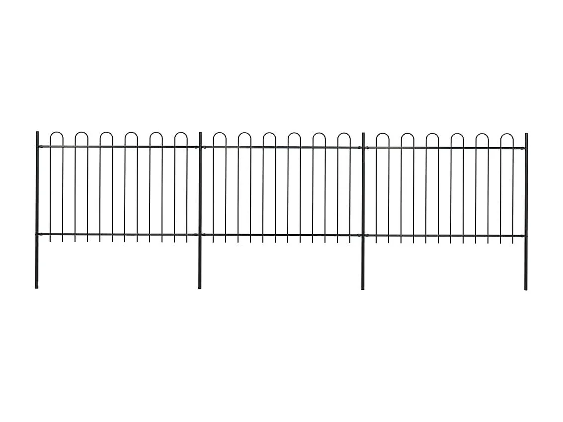 Clôture de jardin avec dessus en cerceau Acier 5,1 x 1,2 m Noir FR675102
