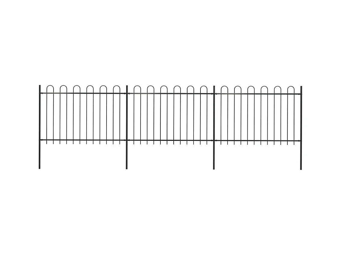 Valla de jardín con puntas de aro acero negro 5,1x1,2 m ES750060
