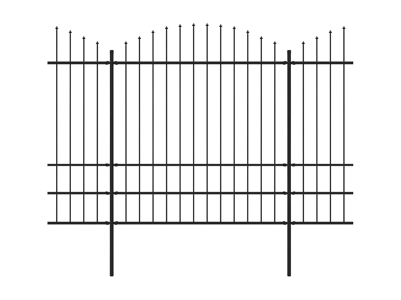 Tuinhek met speren bovenkant (1,75-2)x5,1 m staal zwart BE544649