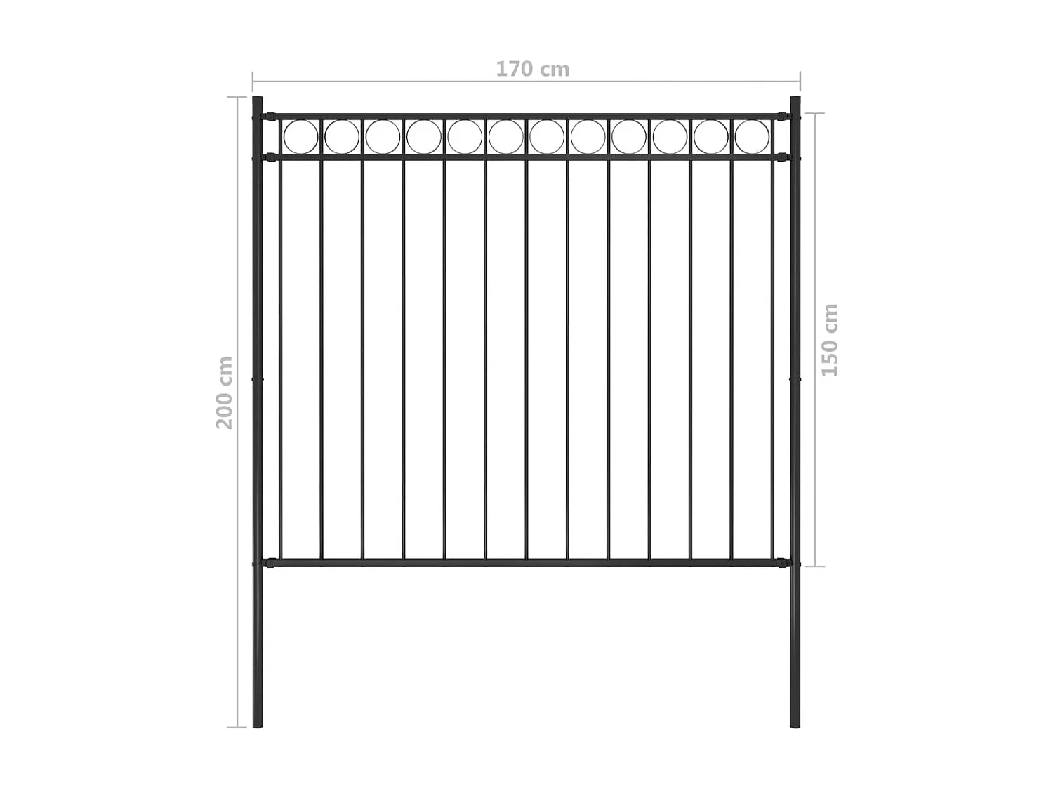 Clôture de jardin Acier 1,7x1,5 m Noir FR580471