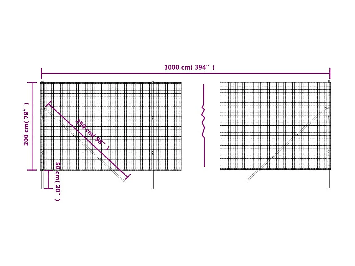 Cerca de alambre de acero galvanizado verde 2x10 m ES117083