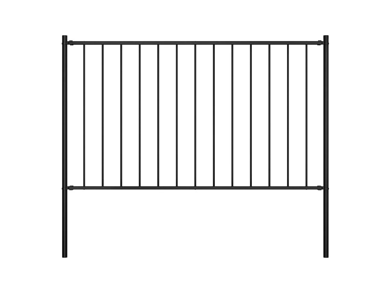 Hekpaneel met palen 1,7x0,75 m gepoedercoat staal zwart BE489450