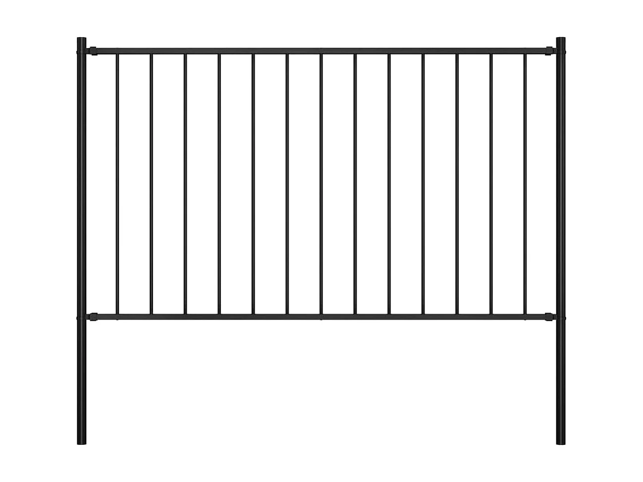 Panel valla y postes acero recubrimiento polvo negro 1,7x0,75 m ES917661