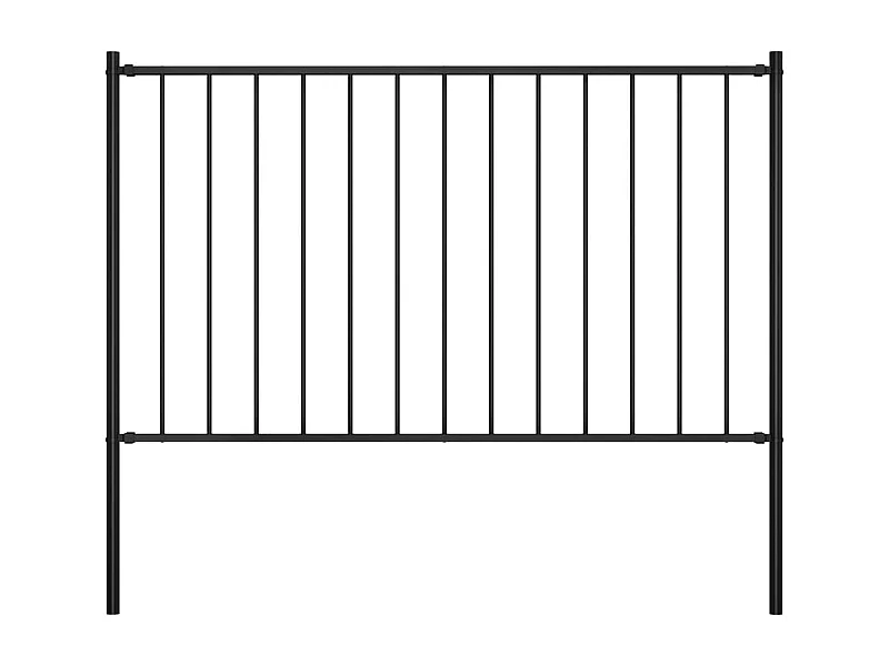 Hekpaneel met palen 1,7x0,75 m gepoedercoat staal zwart BE489450