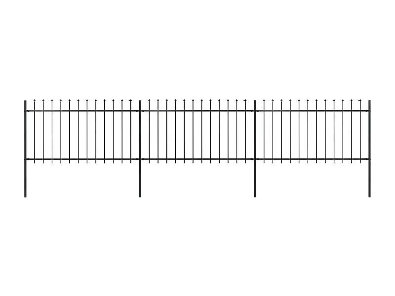 Valla de jardín con puntas de lanza acero negro 5,1x1 m ES603630