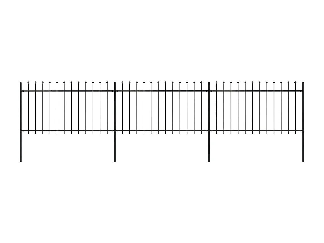 Clôture de jardin avec dessus en lance Acier 5,1 x 1 m Noir FR342912