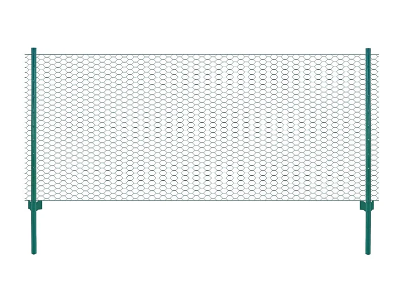 Clôture en grillage métallique avec poteaux Acier 25x0,5 m Vert FR712837