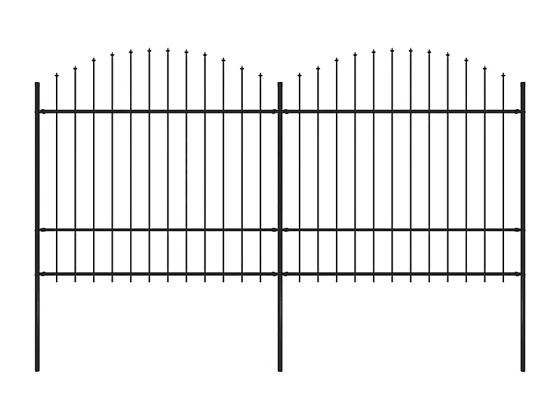 Tuinhek met speren bovenkant (1,5-1,75)x3,4 m staal zwart BE608532