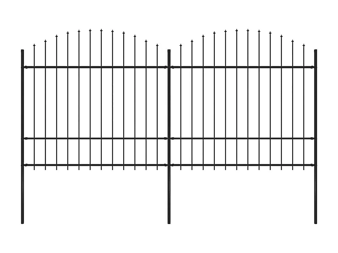 Valla de jardín con puntas de lanza acero negro (1,5-1,75)x3,4m ES406835