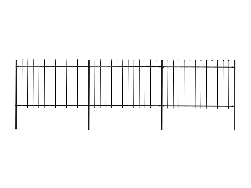 Clôture de jardin avec dessus en lance Acier 5,1 x 1,2 m Noir FR635990