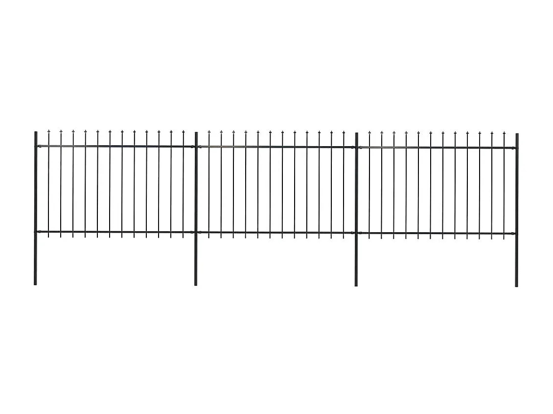 Clôture de jardin avec dessus en lance Acier 5,1 x 1,2 m Noir FR635990