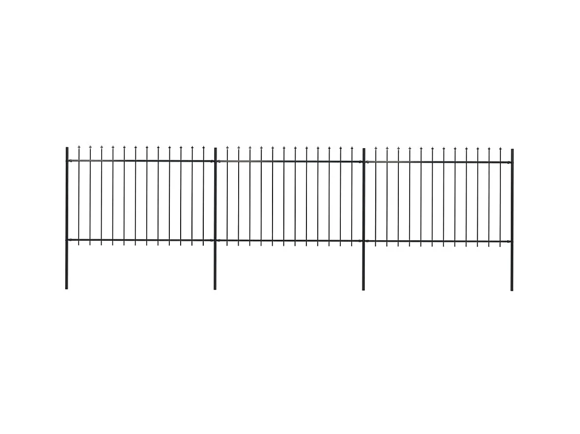 Clôture de jardin avec dessus en lance Acier 5,1 x 1,2 m Noir FR635990
