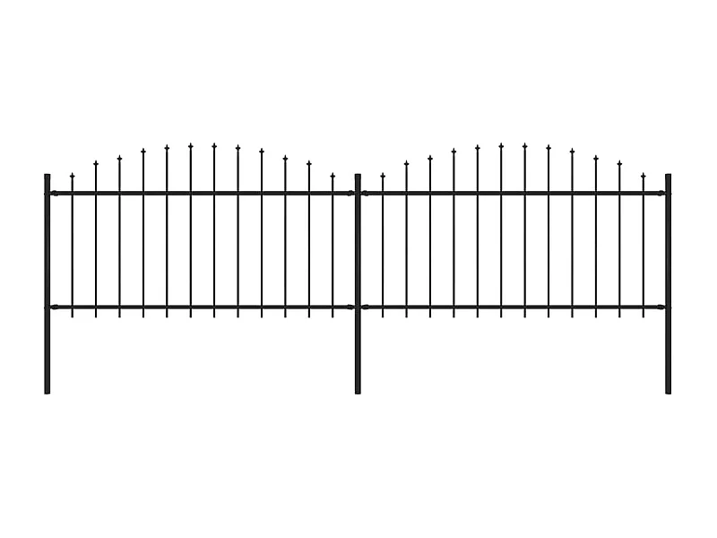 Clôture de jardin à dessus en lance Acier (1,25-1,5)x3,4 m Noir FR114135