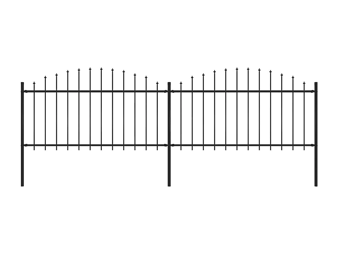 Valla de jardín con puntas de lanza acero negro (1,25-1,5)x3,4m ES437296