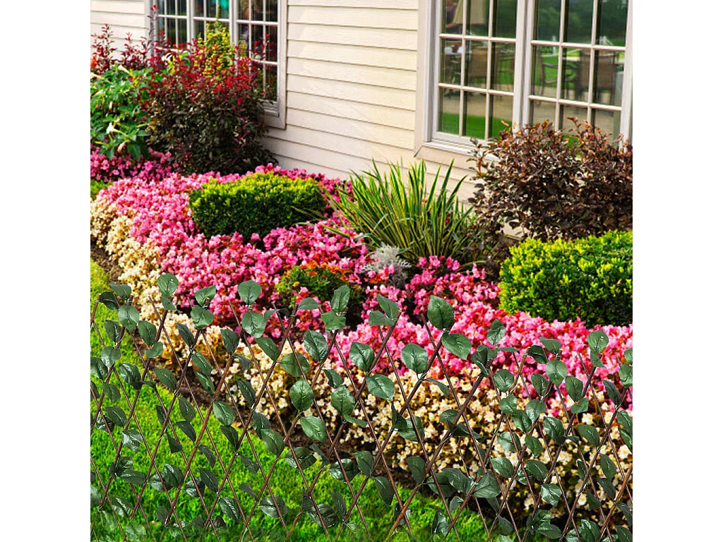 Valla enrejada de sauce 5 piezas hojas artificiales 180x90 cm ES924868