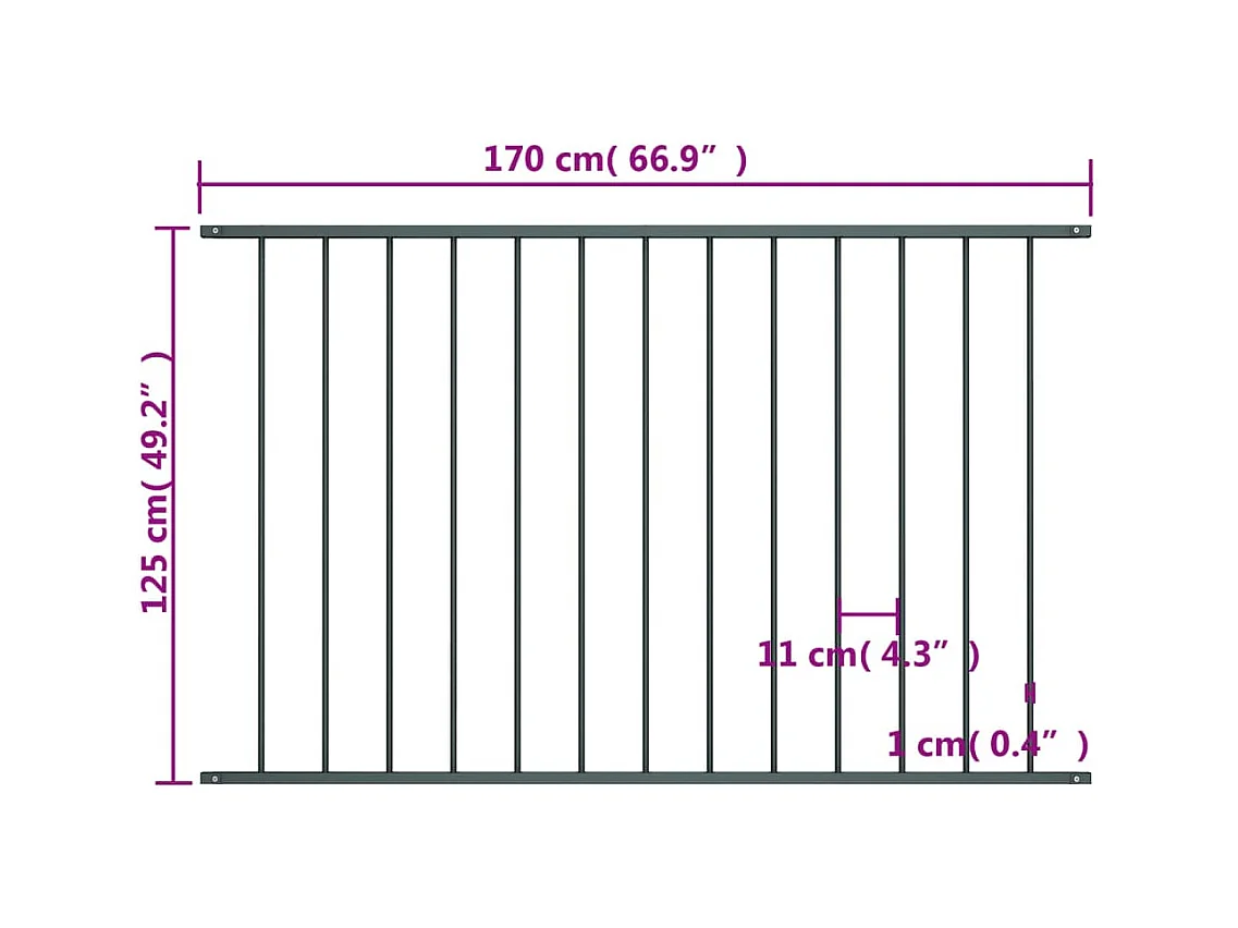 Panel valla acero recubrimiento polvo gris antracita 1,7x1,25m ES936938