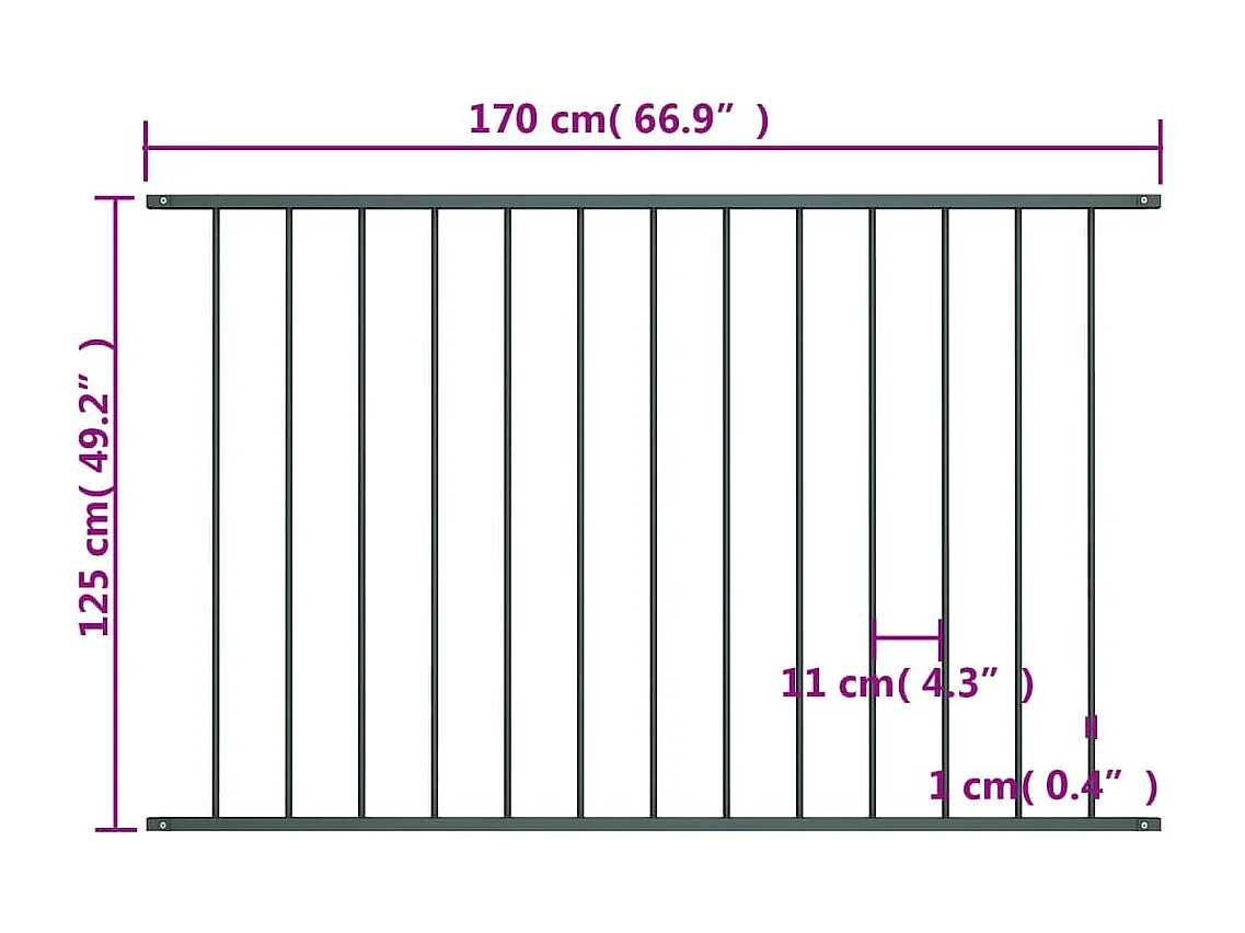 Panneau de clôture Acier enduit de poudre 1,7x1,25 m Anthracite FR582746