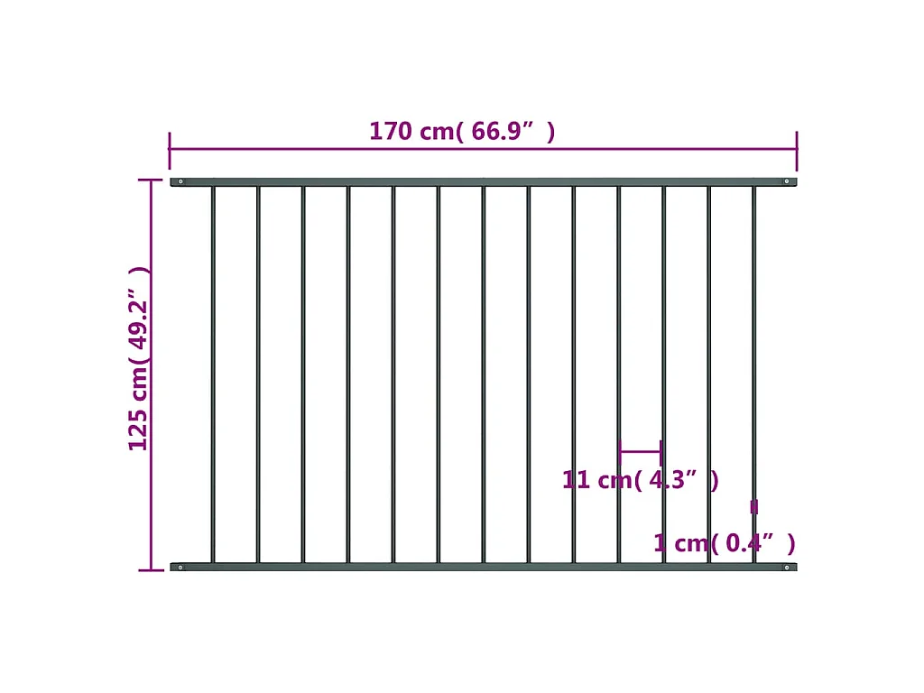 Panneau de clôture Acier enduit de poudre 1,7x1,25 m Anthracite FR582746