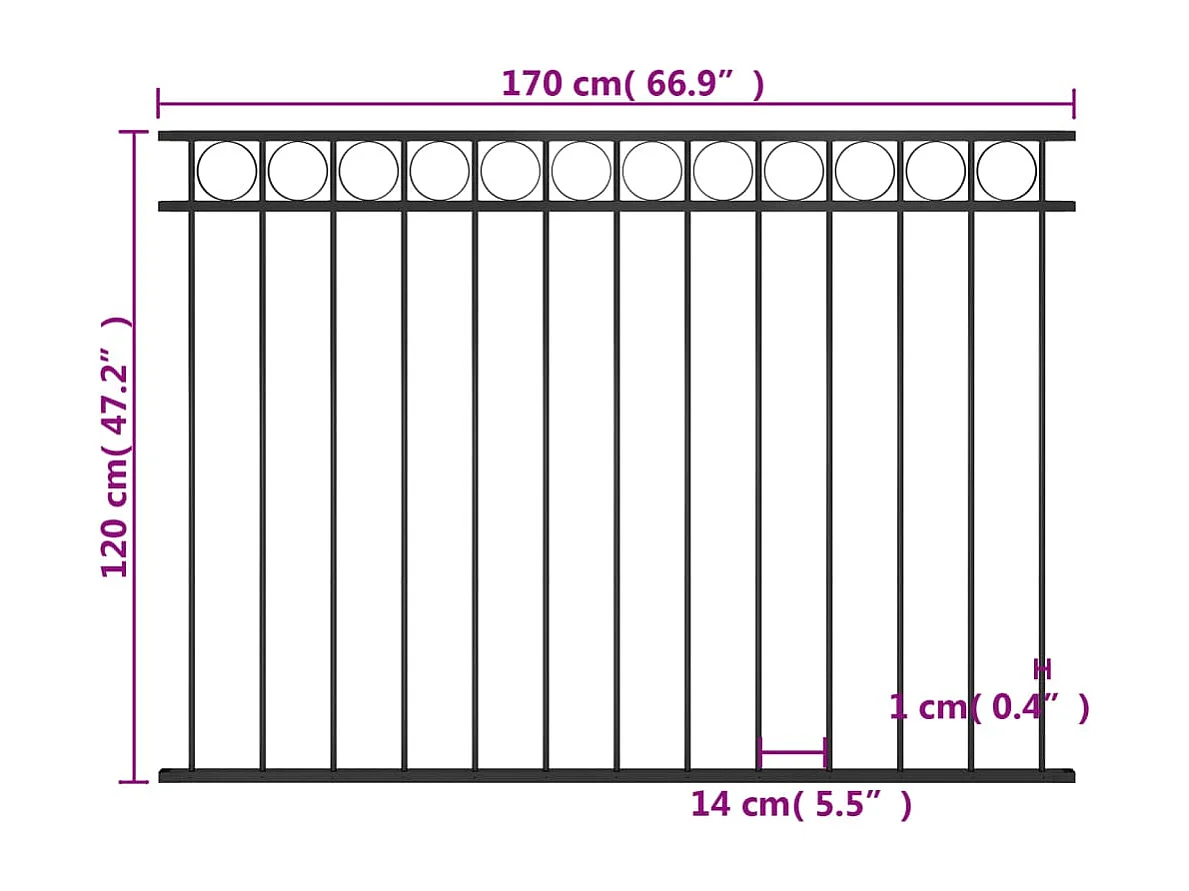 Panneau de clôture Acier 1,7x1,2 m Noir FR413427