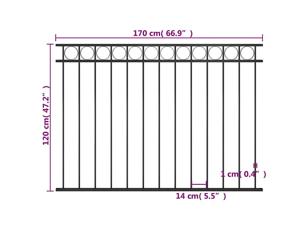 Panneau de clôture Acier 1,7x1,2 m Noir FR413427