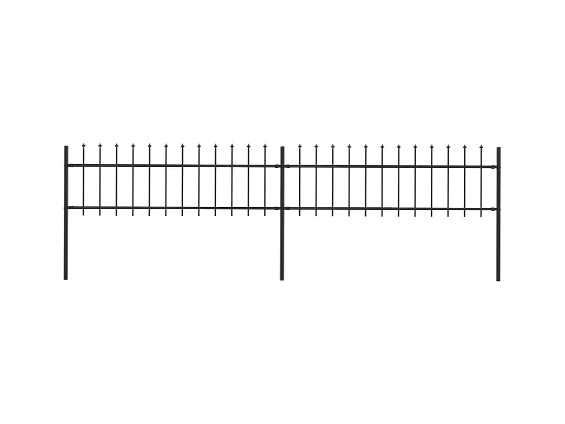 Clôture de jardin avec dessus en lance Acier 3,4 x 0,6 m Noir FR921293