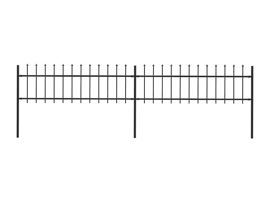 Clôture de jardin avec dessus en lance Acier 3,4 x 0,6 m Noir FR921293