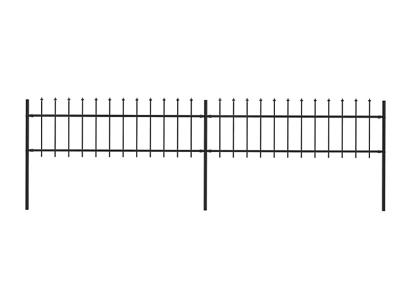 Clôture de jardin avec dessus en lance Acier 3,4 x 0,6 m Noir FR921293