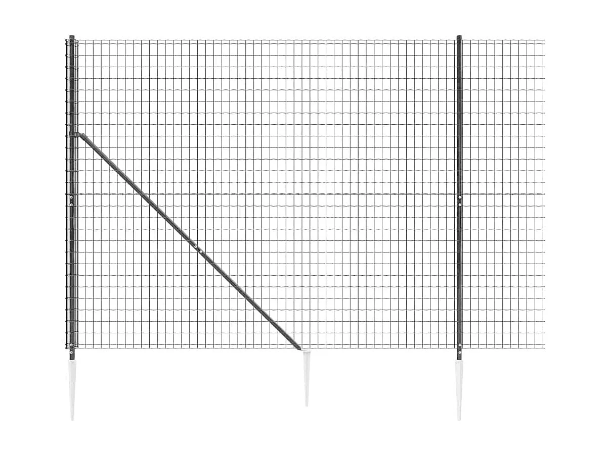 Clôture en treillis métallique et ancrage anthracite 1,4x10 m FR375568