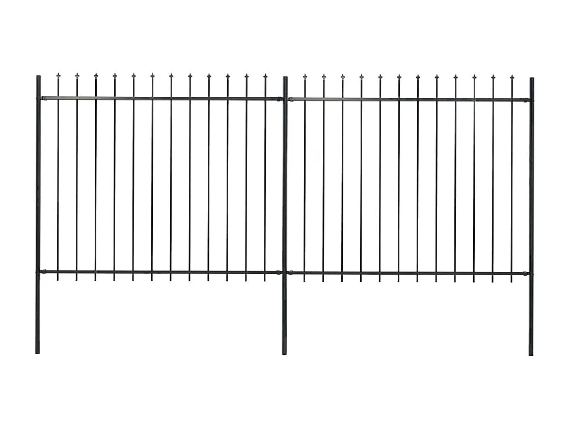 Clôture de jardin avec dessus en lance Acier 3,4 x 1,5 m Noir FR563795