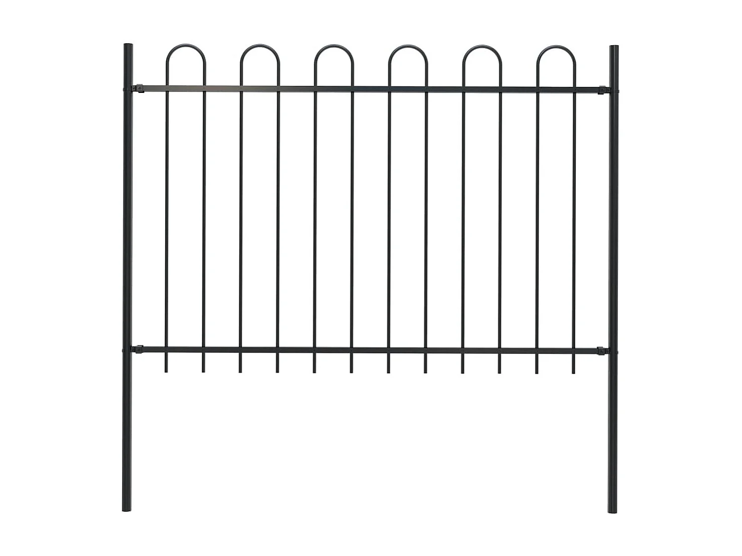 Clôture de jardin avec dessus en cerceau Acier 1,7 m Noir FR214930